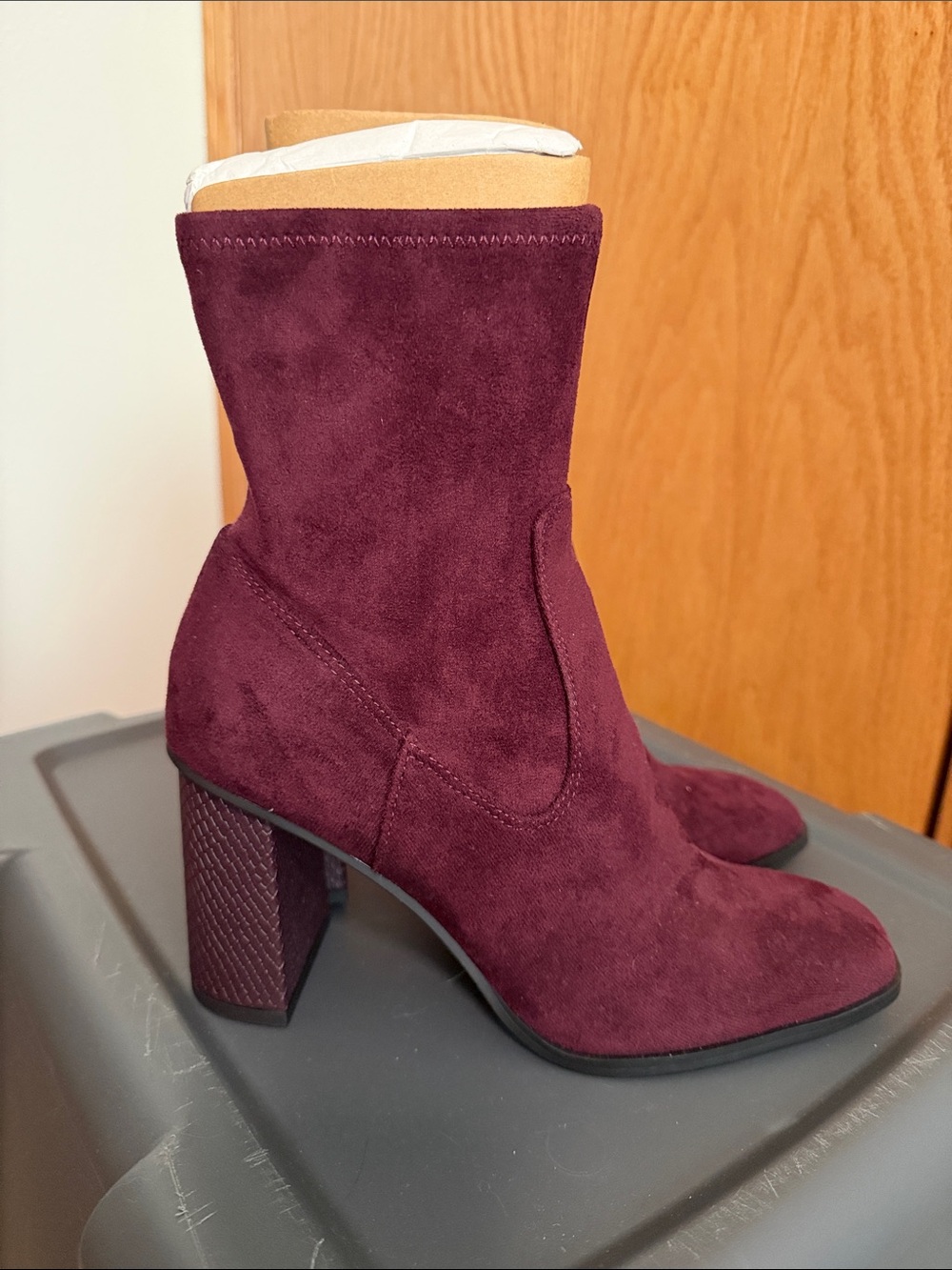 Dolce Vita Burgundy Suede snake Block Heel Sock Boots